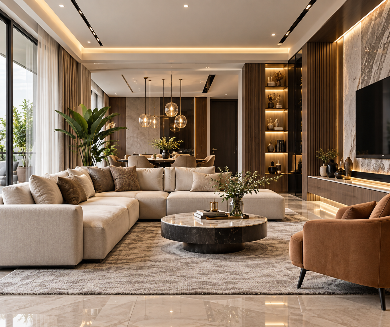 Modern living room interior with premium furniture by AKSHORA